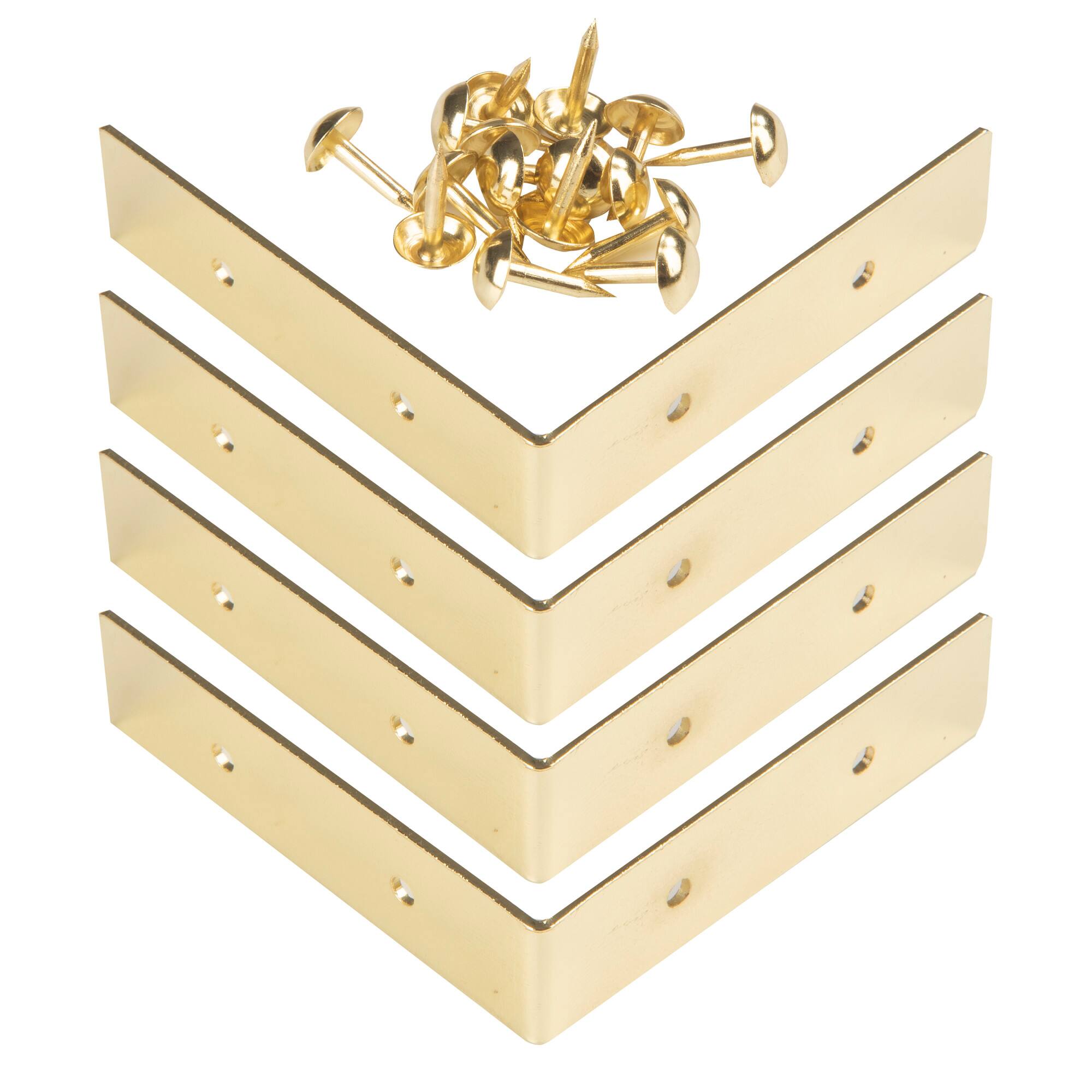 Dritz Home® Small Brass Campaign Smooth Right Angle Corners, 4ct.